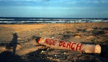nude beach sign